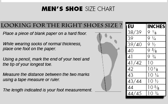 us polo shoes size chart